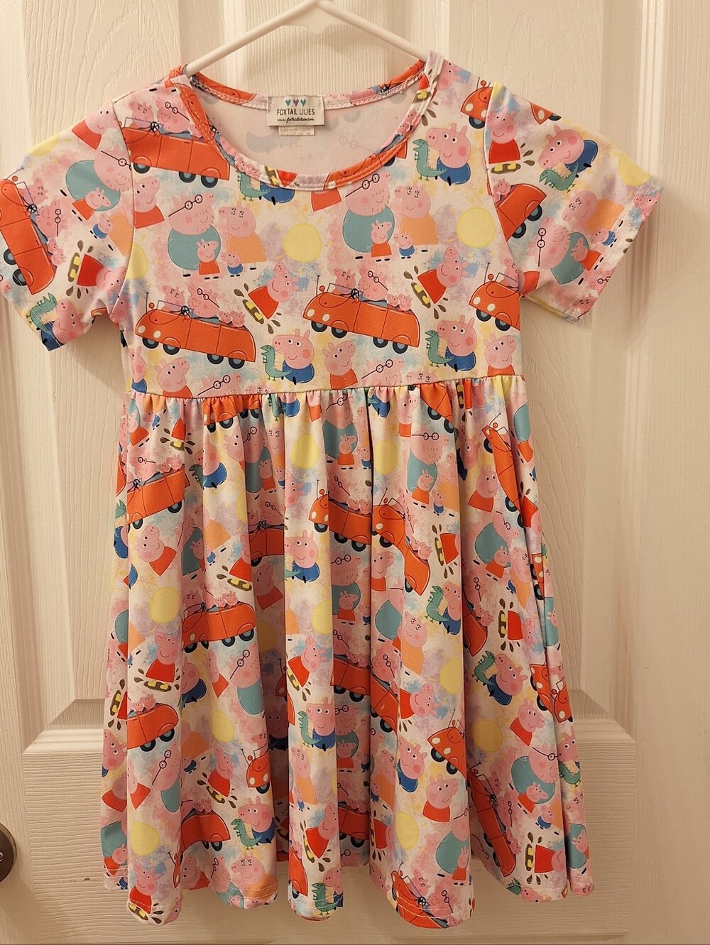 Pink Peppa Pig Print Girls' Twirl Dress By Foxtail lillies Size 5 T